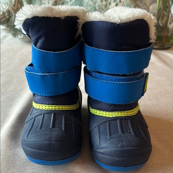 Kids Winter Boots with Blue and Yellow Accents - Picture 2 of 3